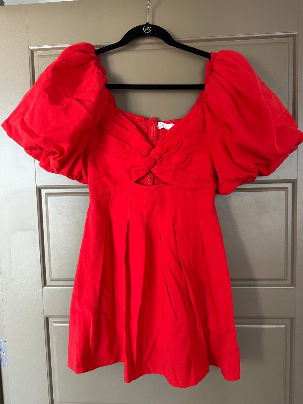 ASTR the Label Red Puff Sleeve Mini Dress